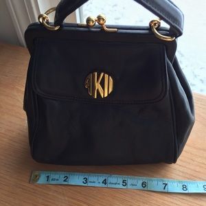 vintage mini satchel - black with gold accents